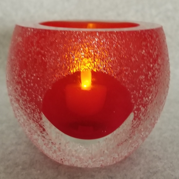 Fifth Avenue Crystal Geode Red 4" Votive Candle Holder Handmade Art Glass w/Box - Picture 1 of 13